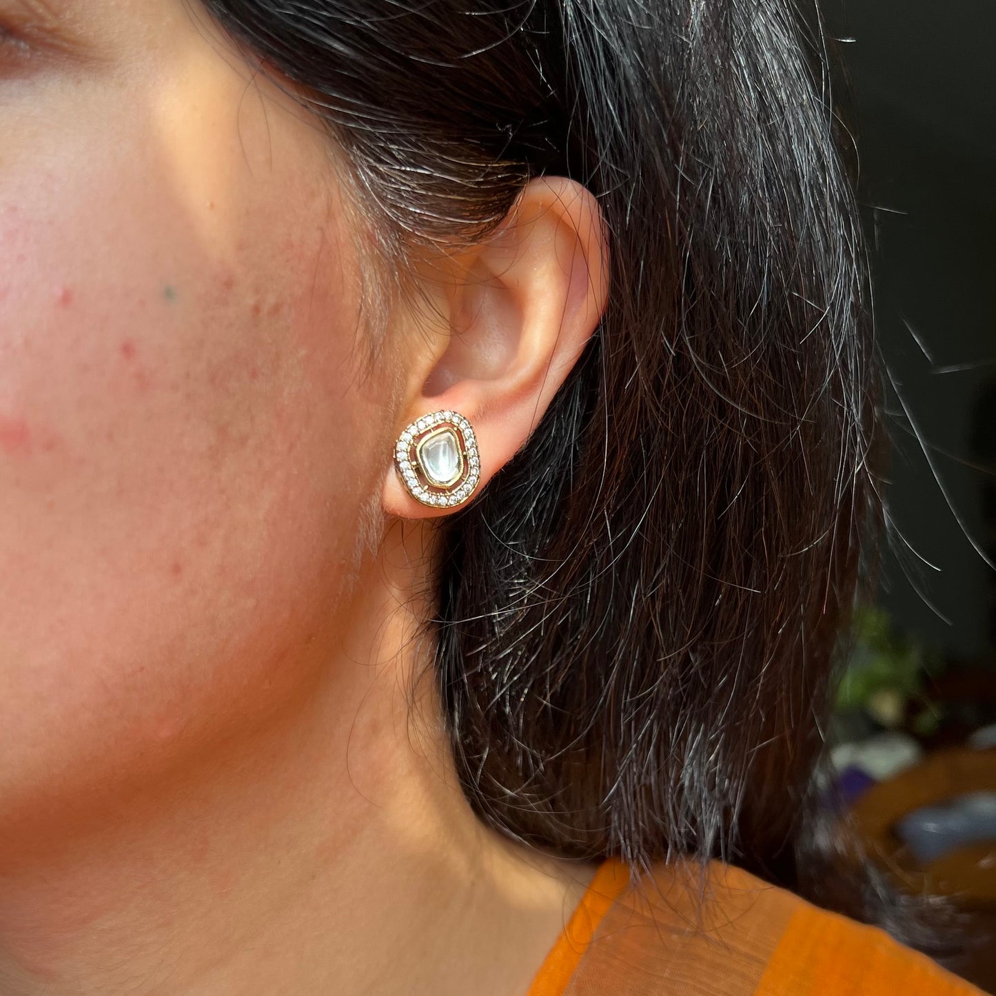 Uncut Polki Kundan Stud Earrings