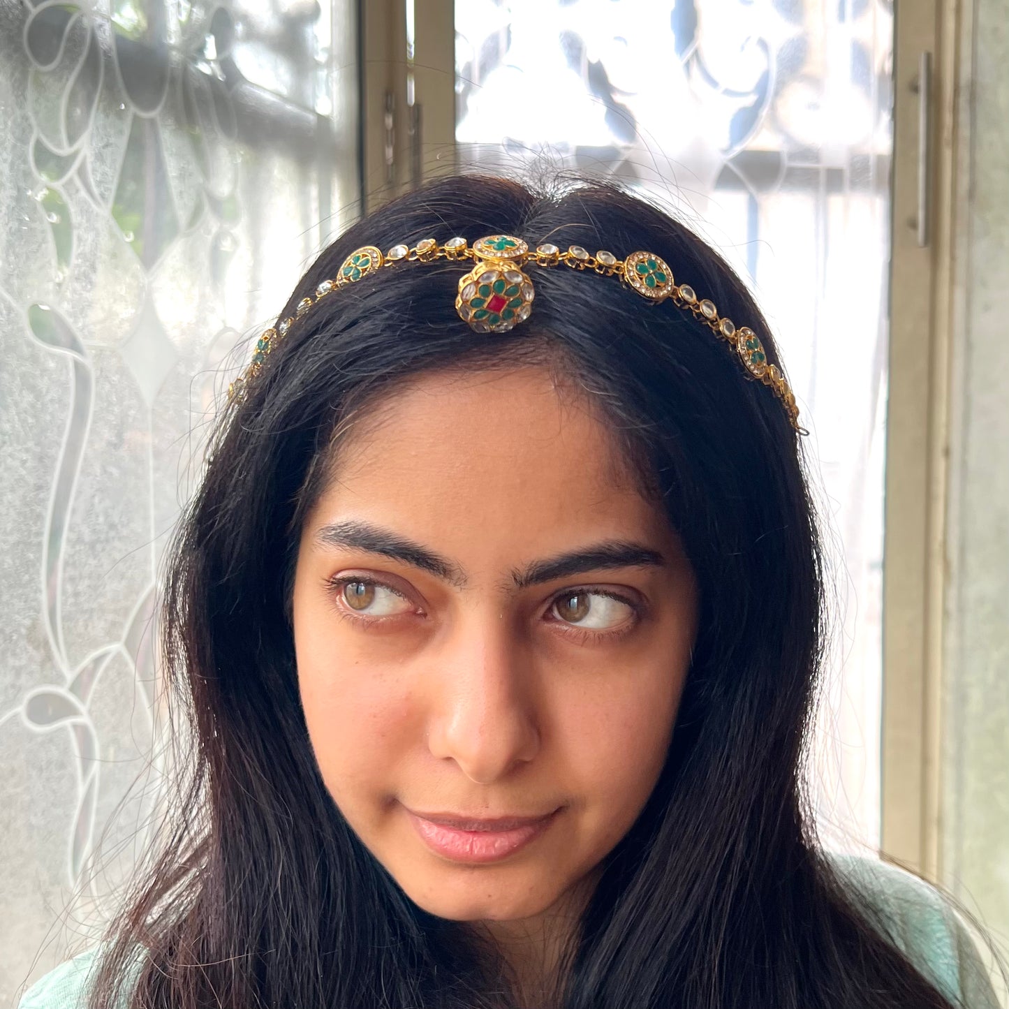 Kundan Mathapatti with Rajasthani Borla Traditional Head Accessory