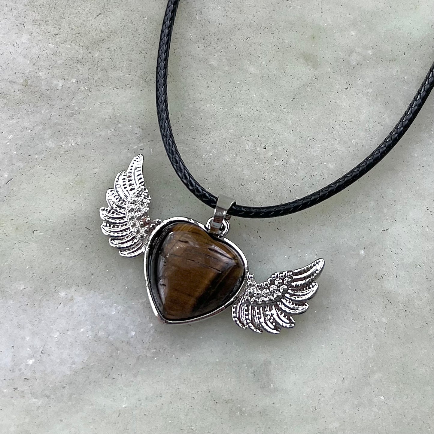 Tigers Eye Heart Crystal Pendant Chain