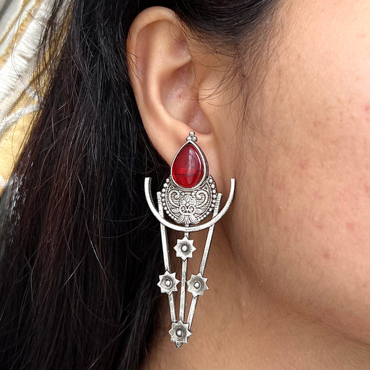 Lunar Clips Large Stud Earrings Red