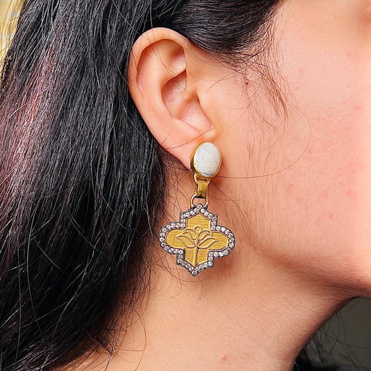 Antique Floral Trance Gold Plated Earrings