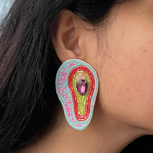 Avocado Passionfruit Beaded Earrings