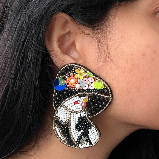 Stylish Woman Beaded Stud Earrings