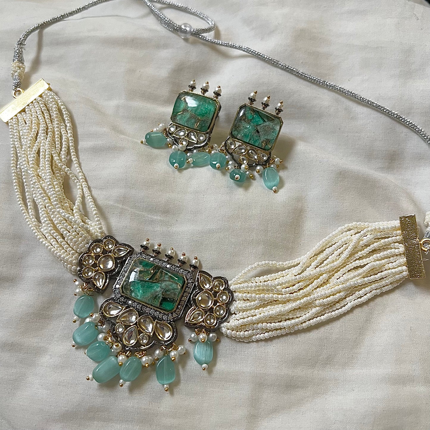 Mint Green Victorian Kundan Choker Set