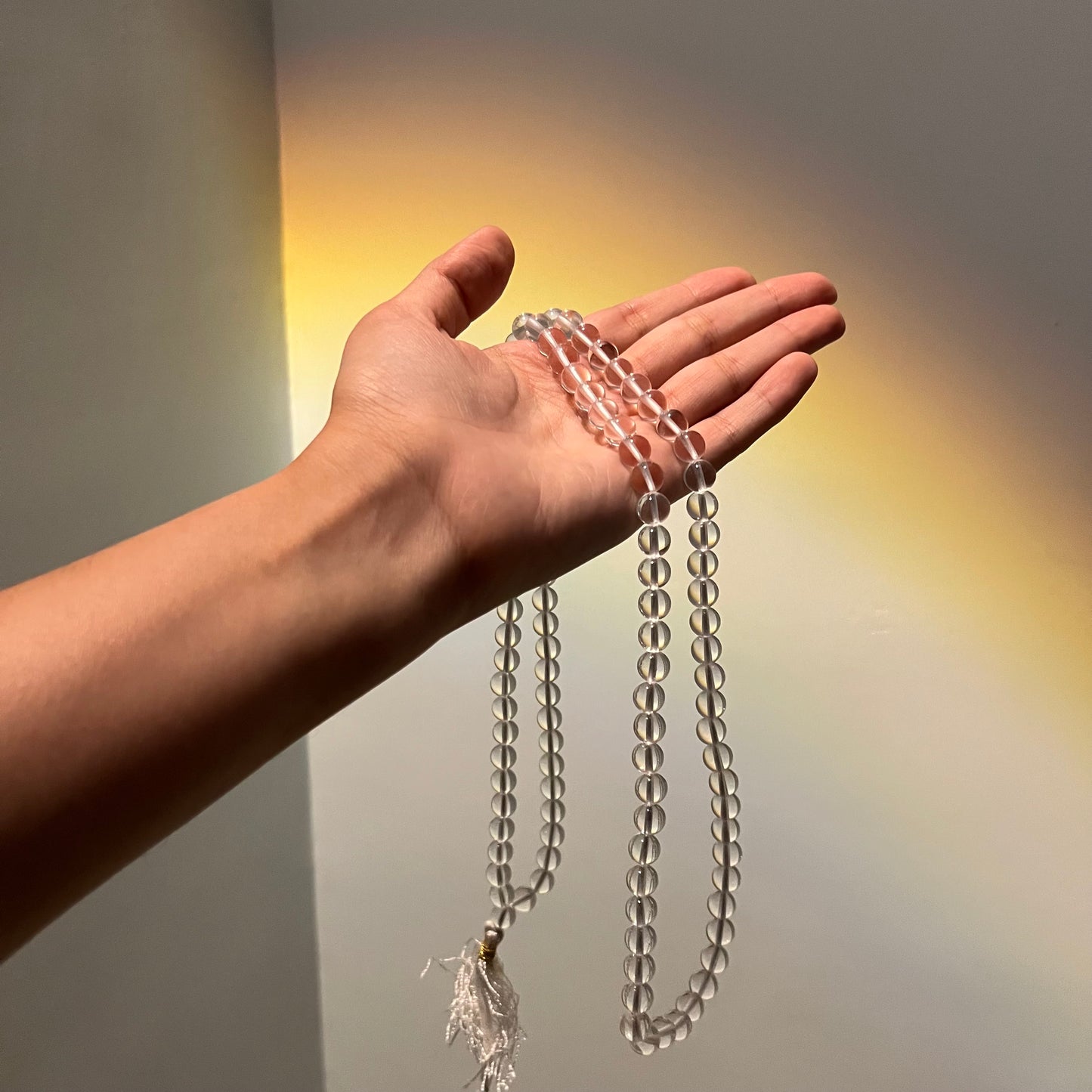 White Clear Quartz Crystal Spatik 108 Beads Mala