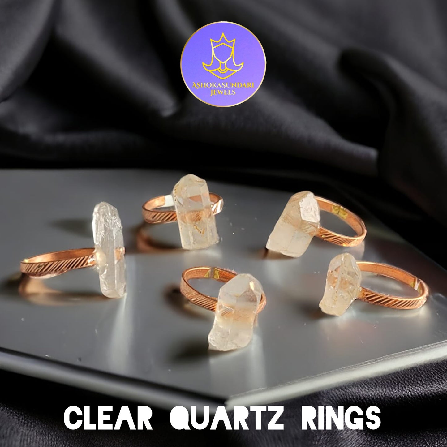 Clear Quartz Crystal Rock Unisex Ring