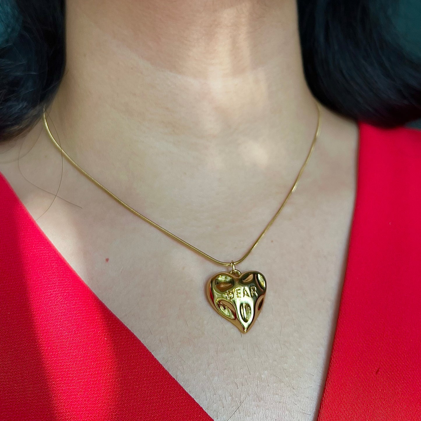 Gold Heart Bear Engraved Locket