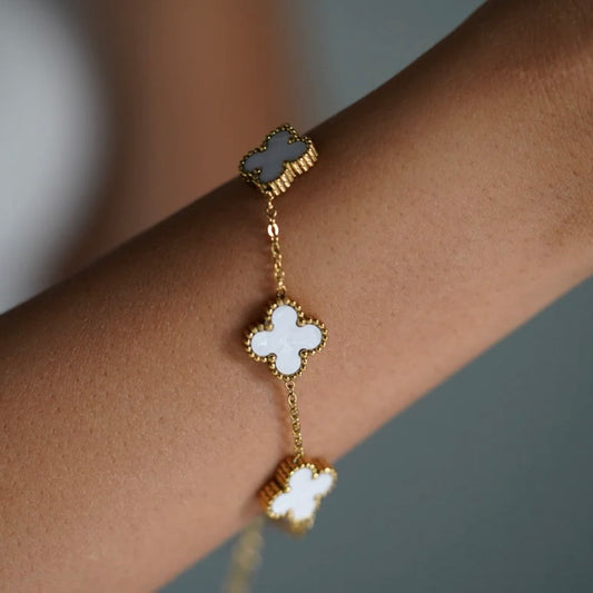 White Van Cleef Clover Bracelet