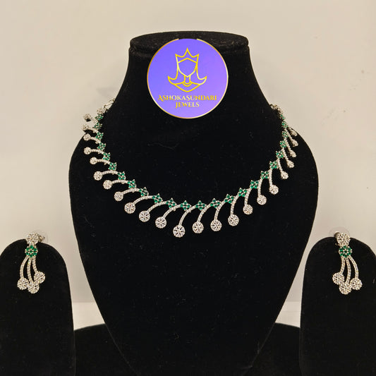 Cassidy Green Emerald Diamond Stone Jewellery Set