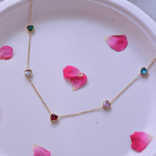 Multi Color Heart Charm Chain