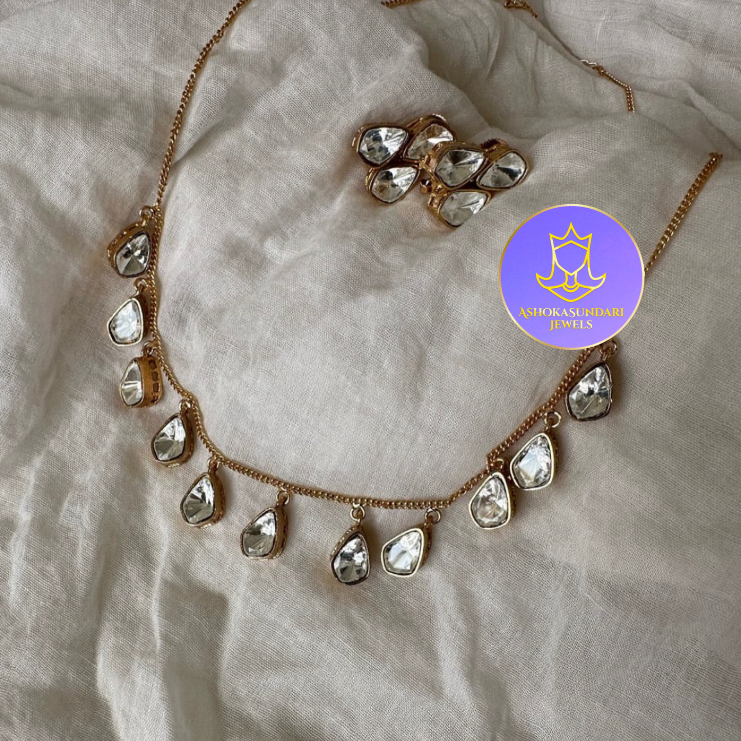 Alia Bhatt Polki Single Line Necklace Set AshokaSundari Jewels