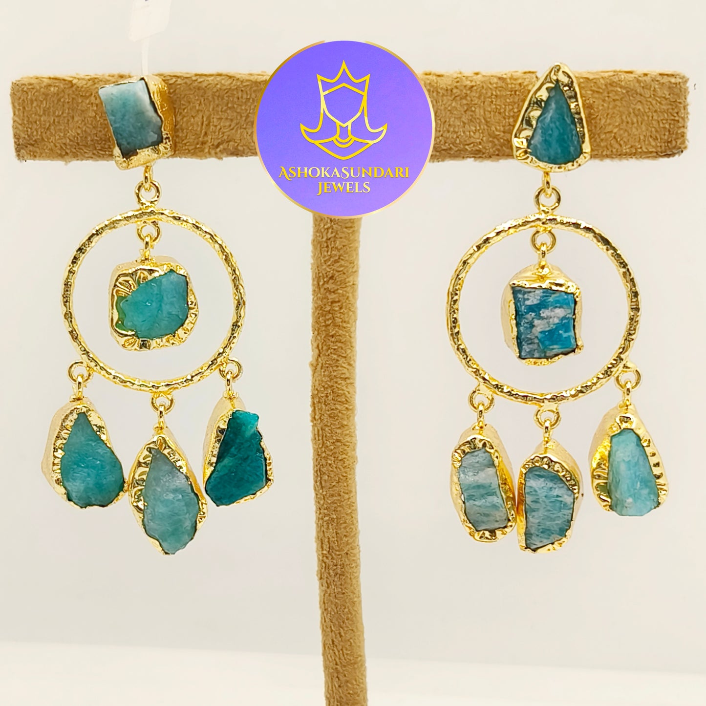 Alia Blue Crystal Gold Plated Earrings