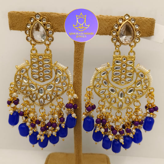 Kareena Stone Blue Mirror Fancy Earrings