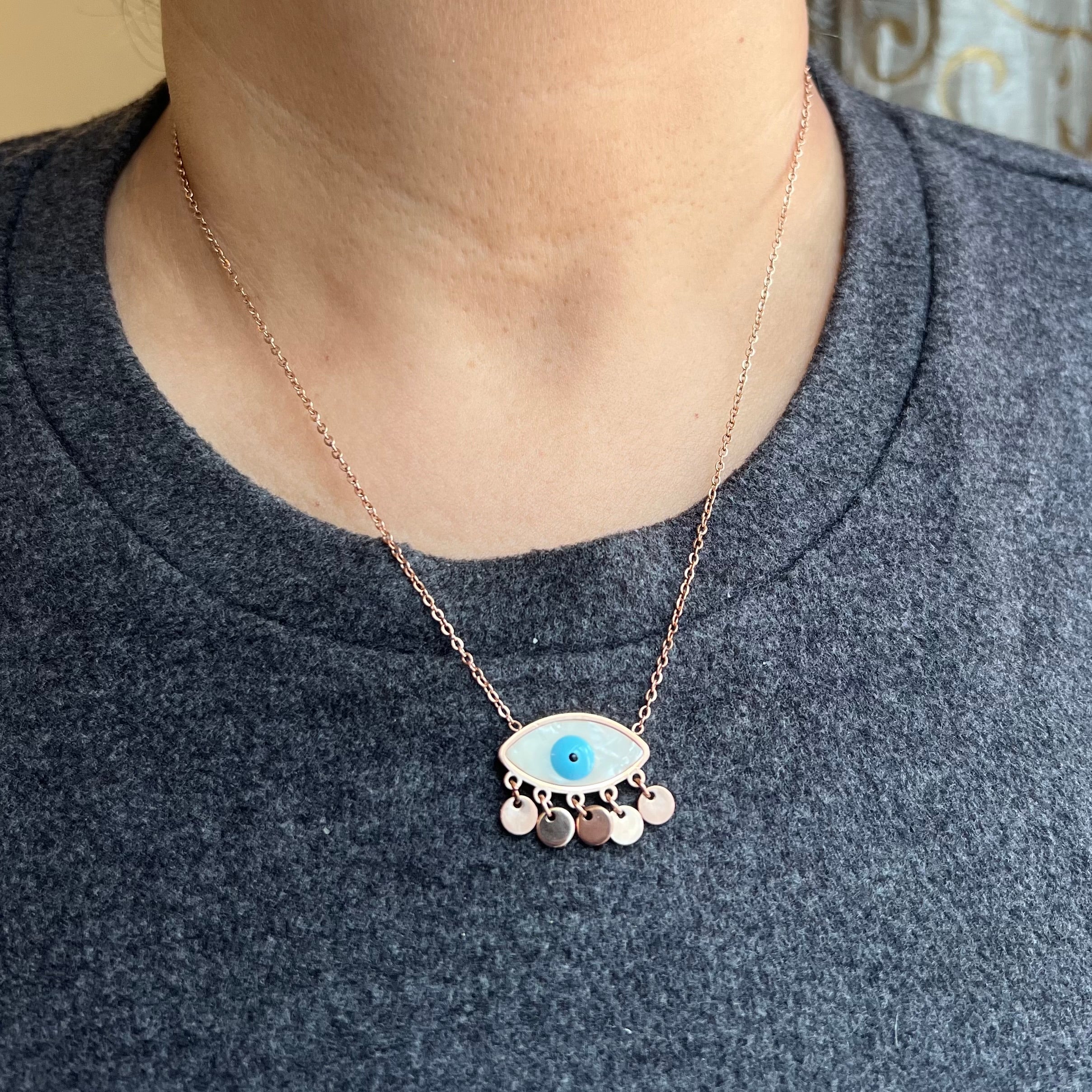 Diamond & Sapphire Evil Eye Necklace - Zoe Lev Jewelry