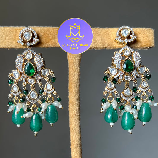 Emerald Green Moissanite Earrings