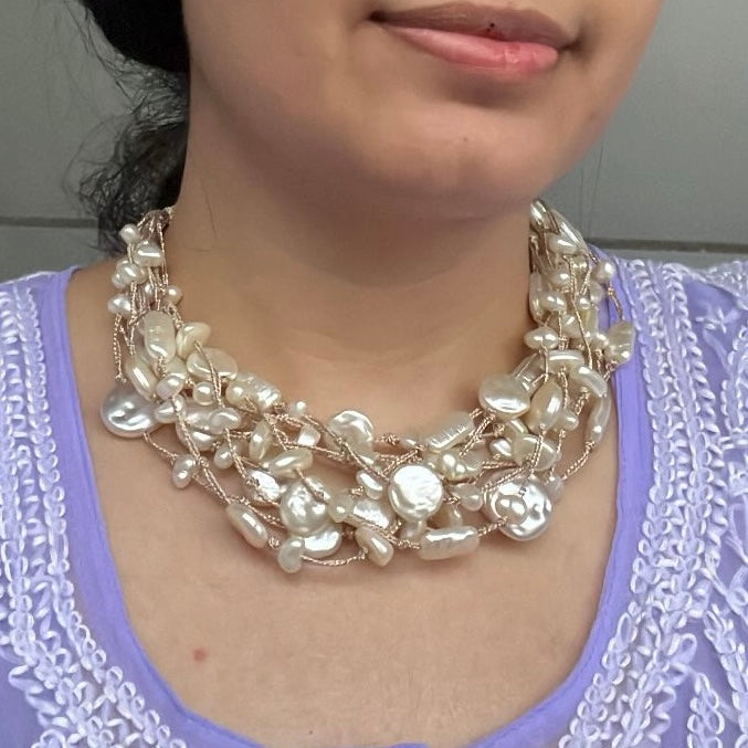 Chunky Pearl Statement Choker Necklace