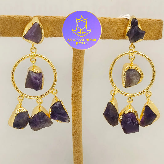 Alia Amethyst Crystal Statement Earrings