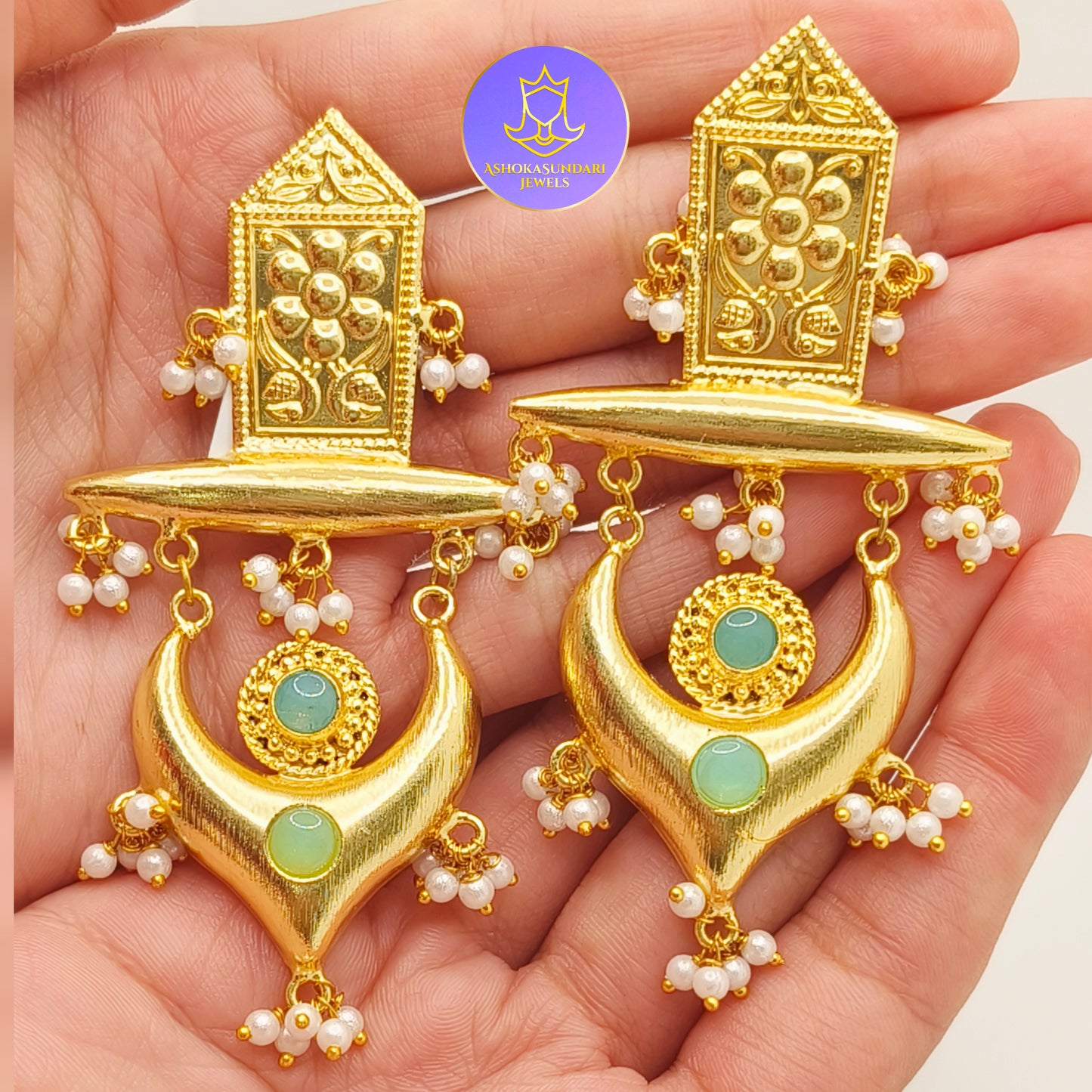 Jasmine Gold Plated Statement Earrings