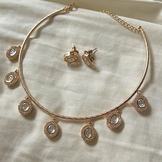 Rose Gold Haslee Moissanite Polki  Choker Set