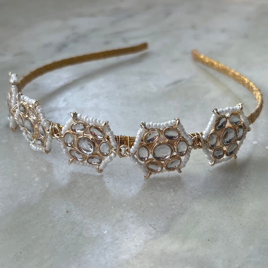 Parineeti Chopra Gold Kundan Flower Mathapatti Headband