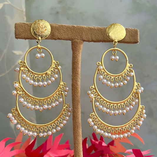 Parina Gold Pearl Chandbali Earrings