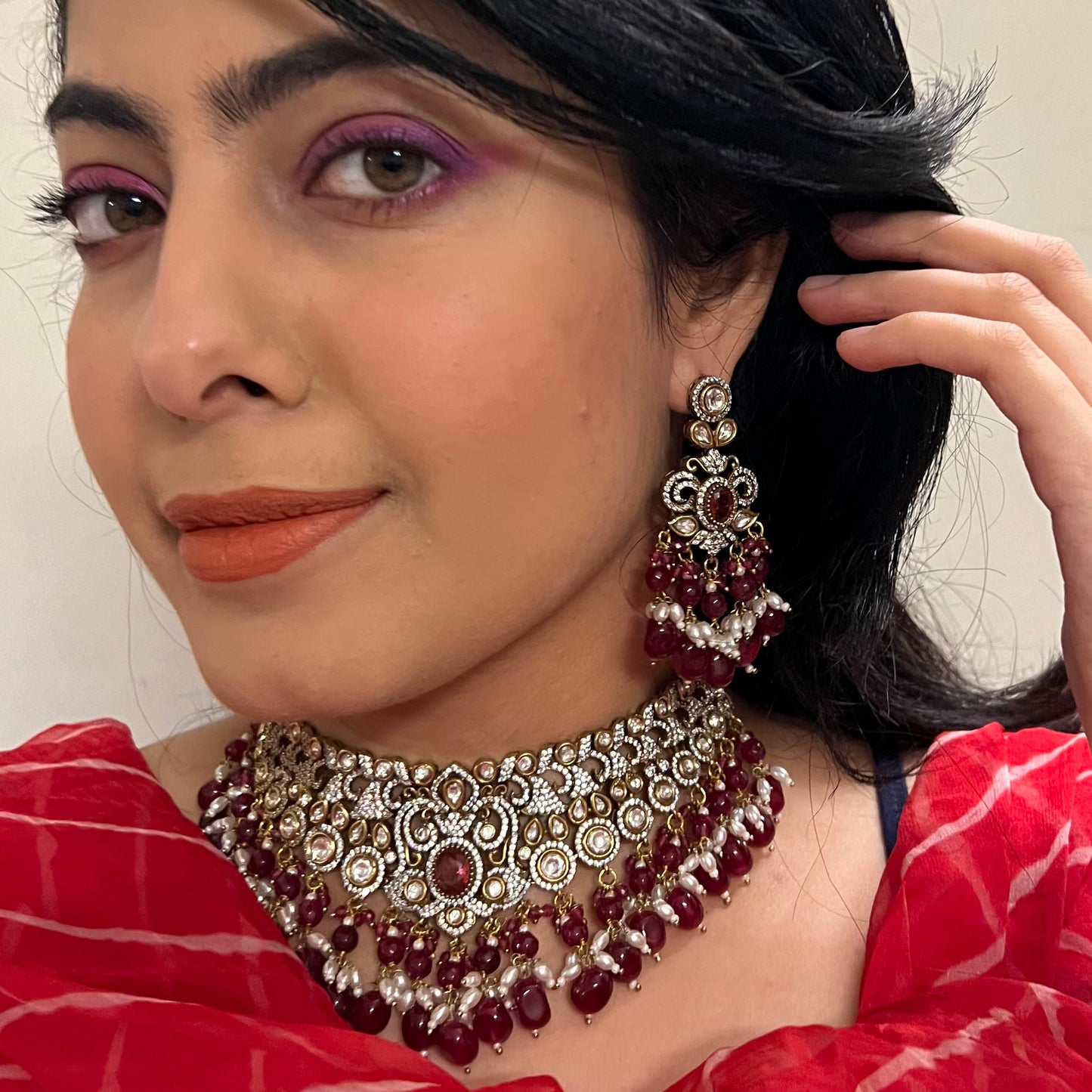 Priyanka Chopra Diamond Red Statement Jewellery Set