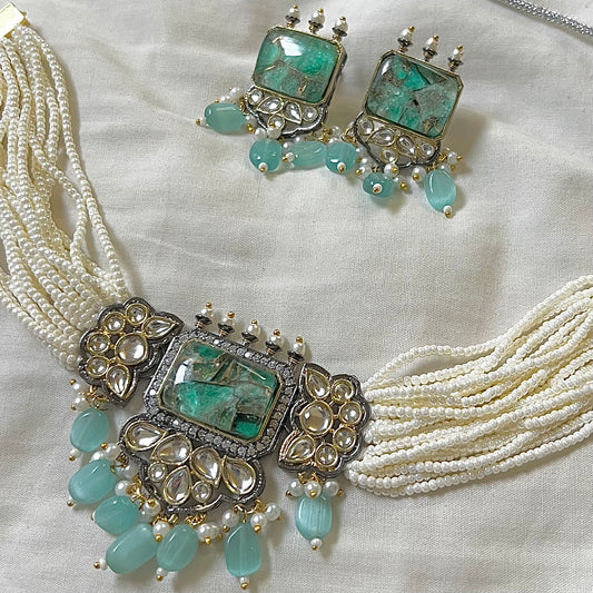 Mint Green Victorian Kundan Choker Set