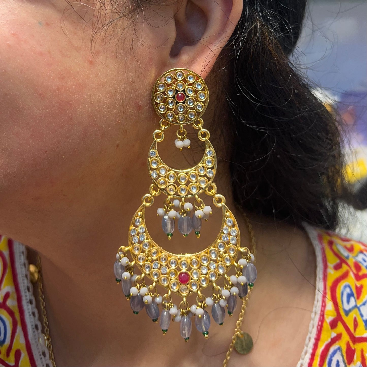 Leher Long Traditional Fancy Earrings