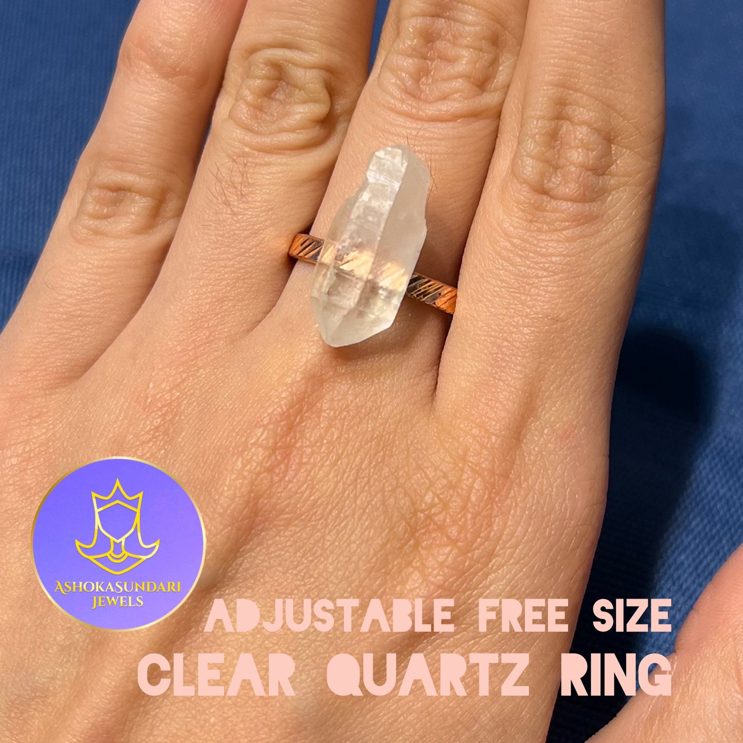 Clear Quartz Crystal Rock Unisex Ring