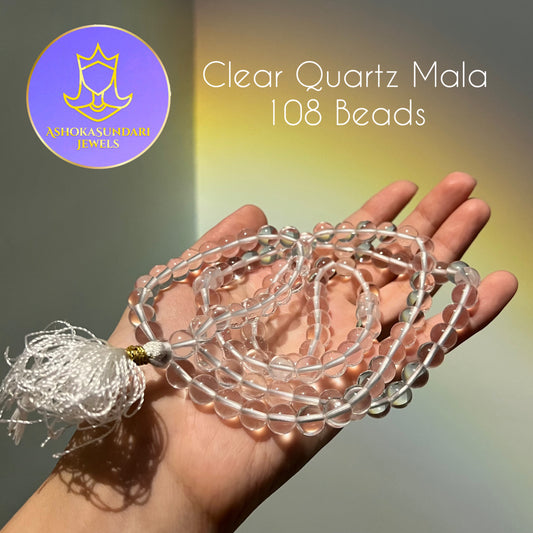 Clear Quartz Crystal Spatik 108 Beads Mala