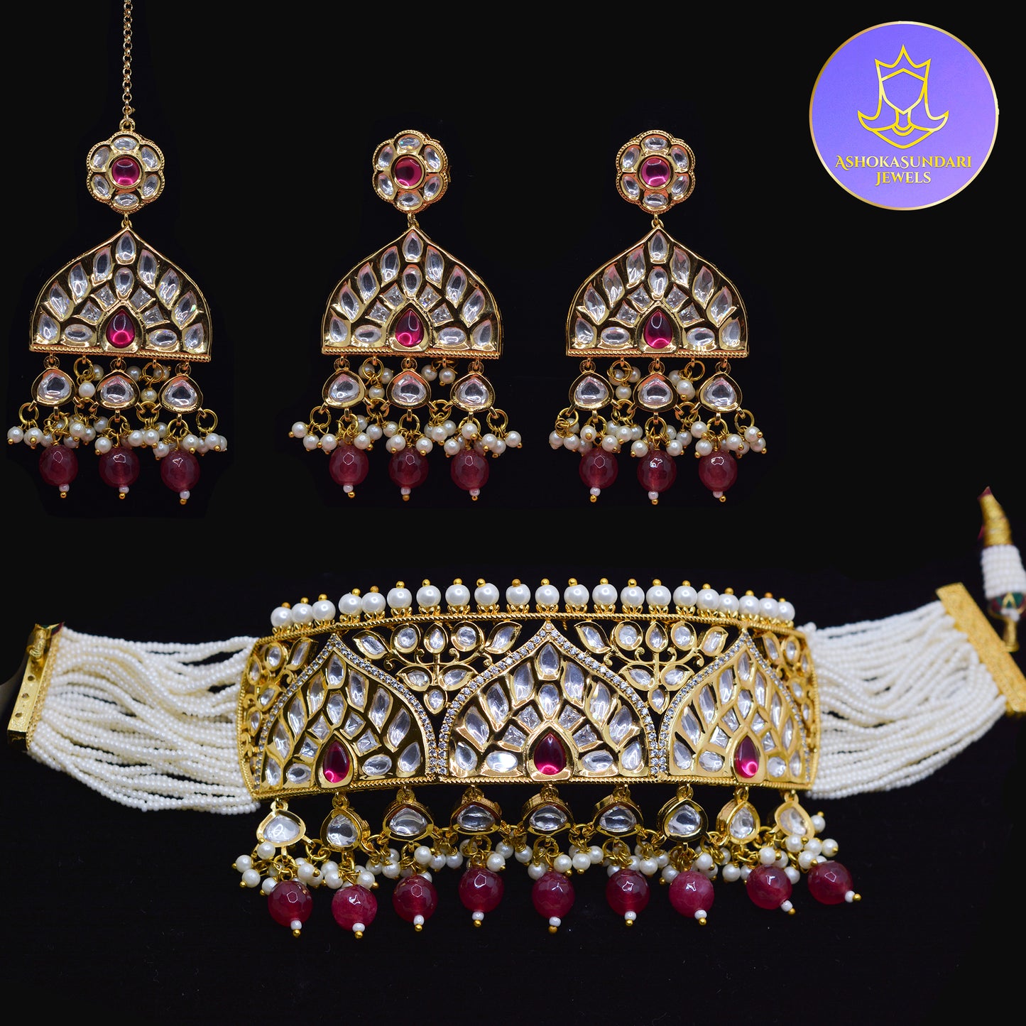 Royal Rajputi Gold Plated Uncut Polki Set