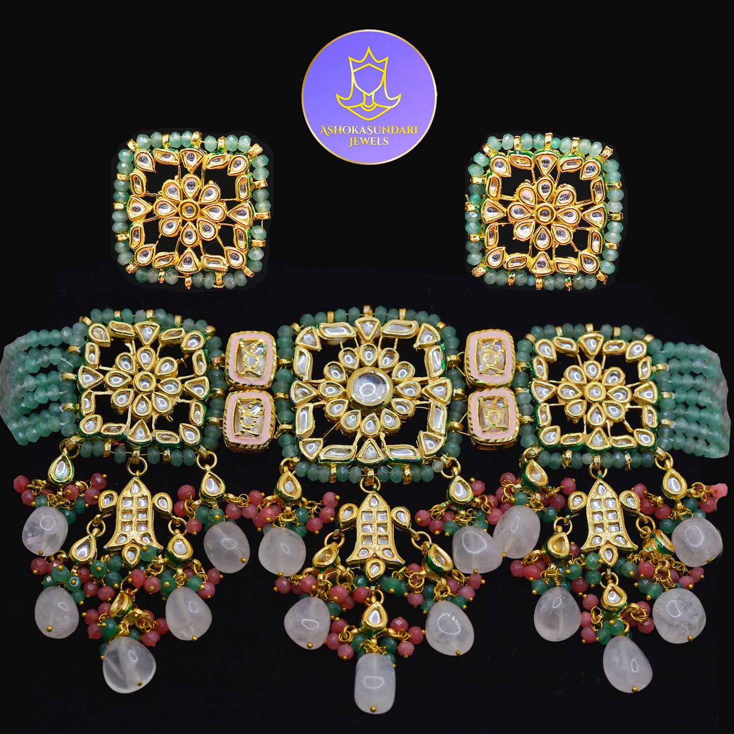 Green Jade Crystal Jewellery Set