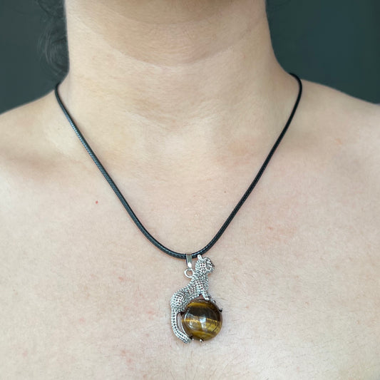 Panther Tigers Eye Crystal Pendant Chain