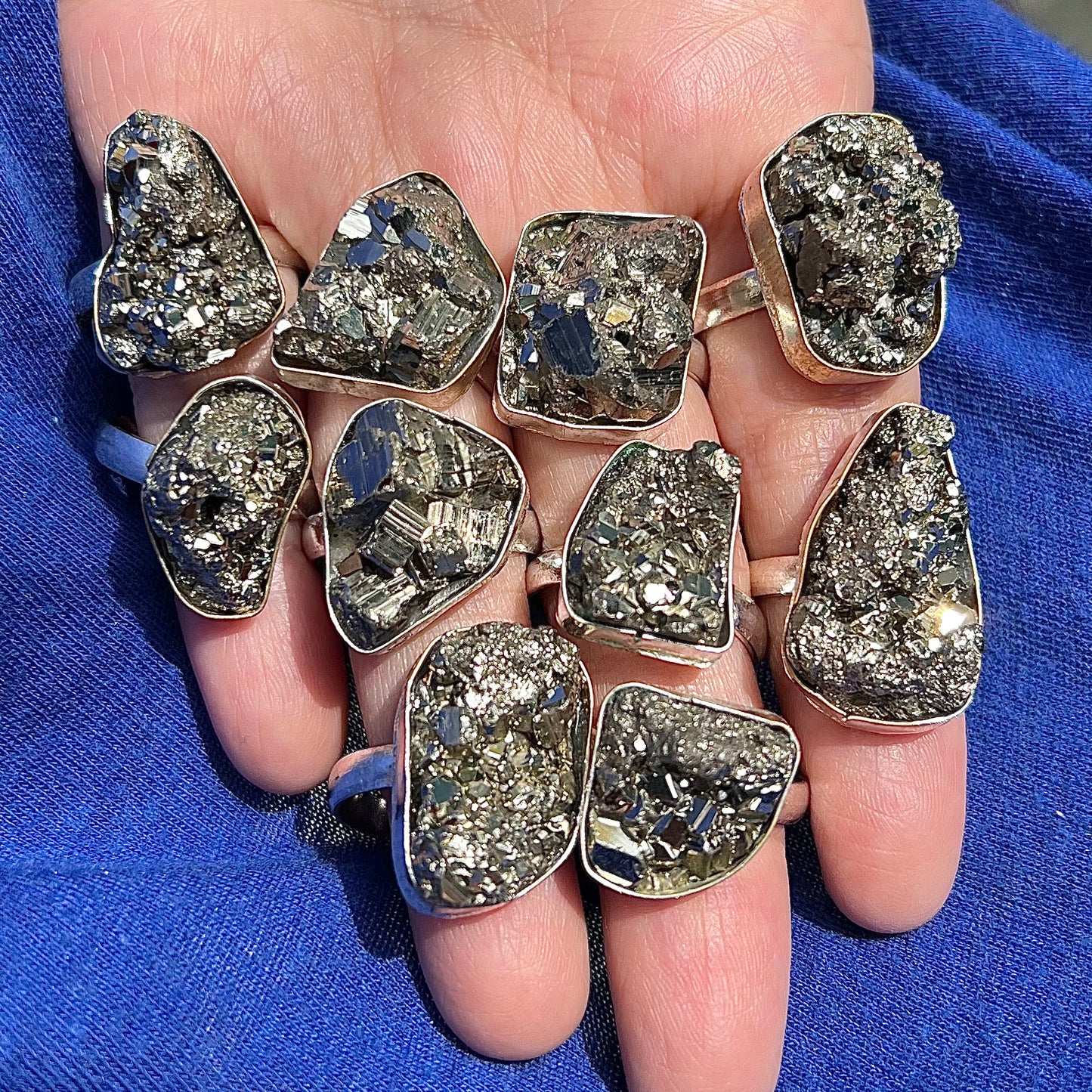 Natural Raw Pyrite Crystal Stone Ring