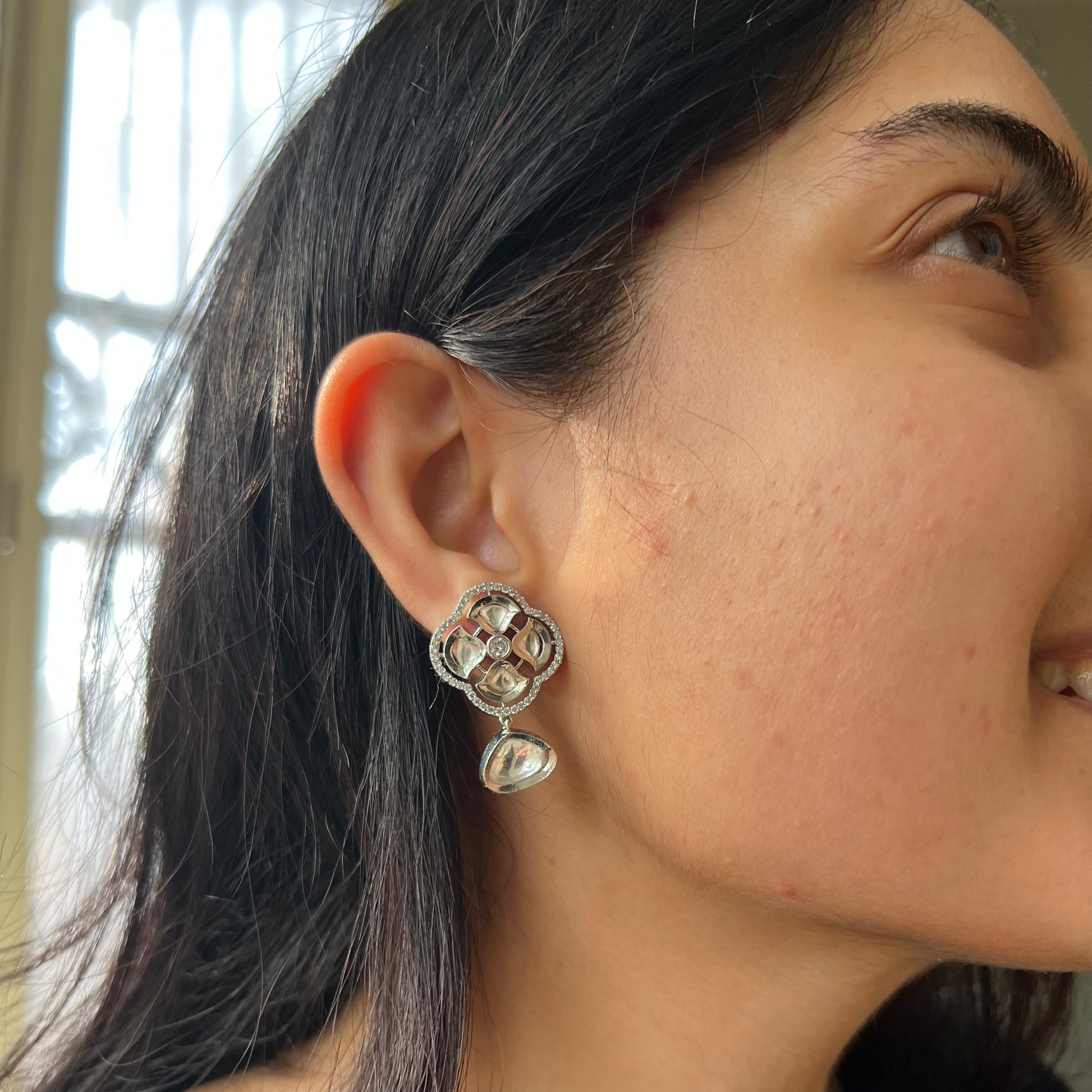Double Sided Stone Stud Earrings
