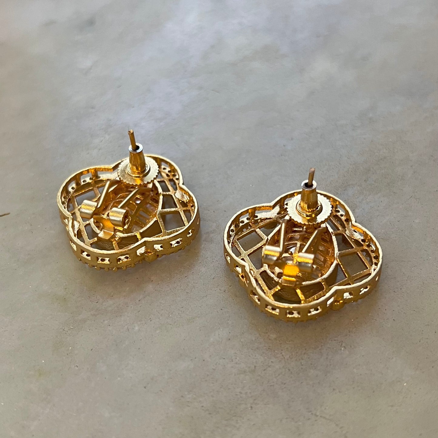 Phool Gold Polki Diamond Stud Earrings