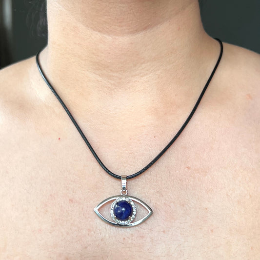 Blue Evil Eye Lapis Pendant Chain