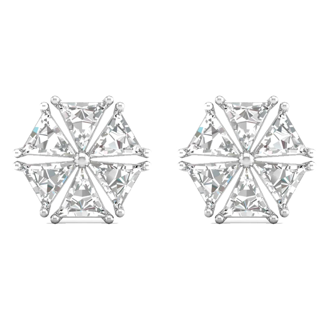 Starlight AD Solitaire White Zircon Stud Earrings for Ladies Officewear
