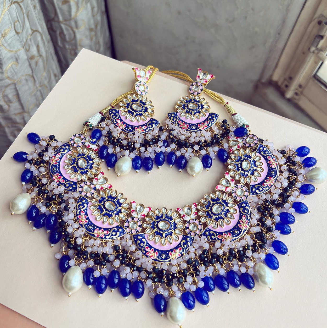 Raj Phulki Jewellery Set Blue