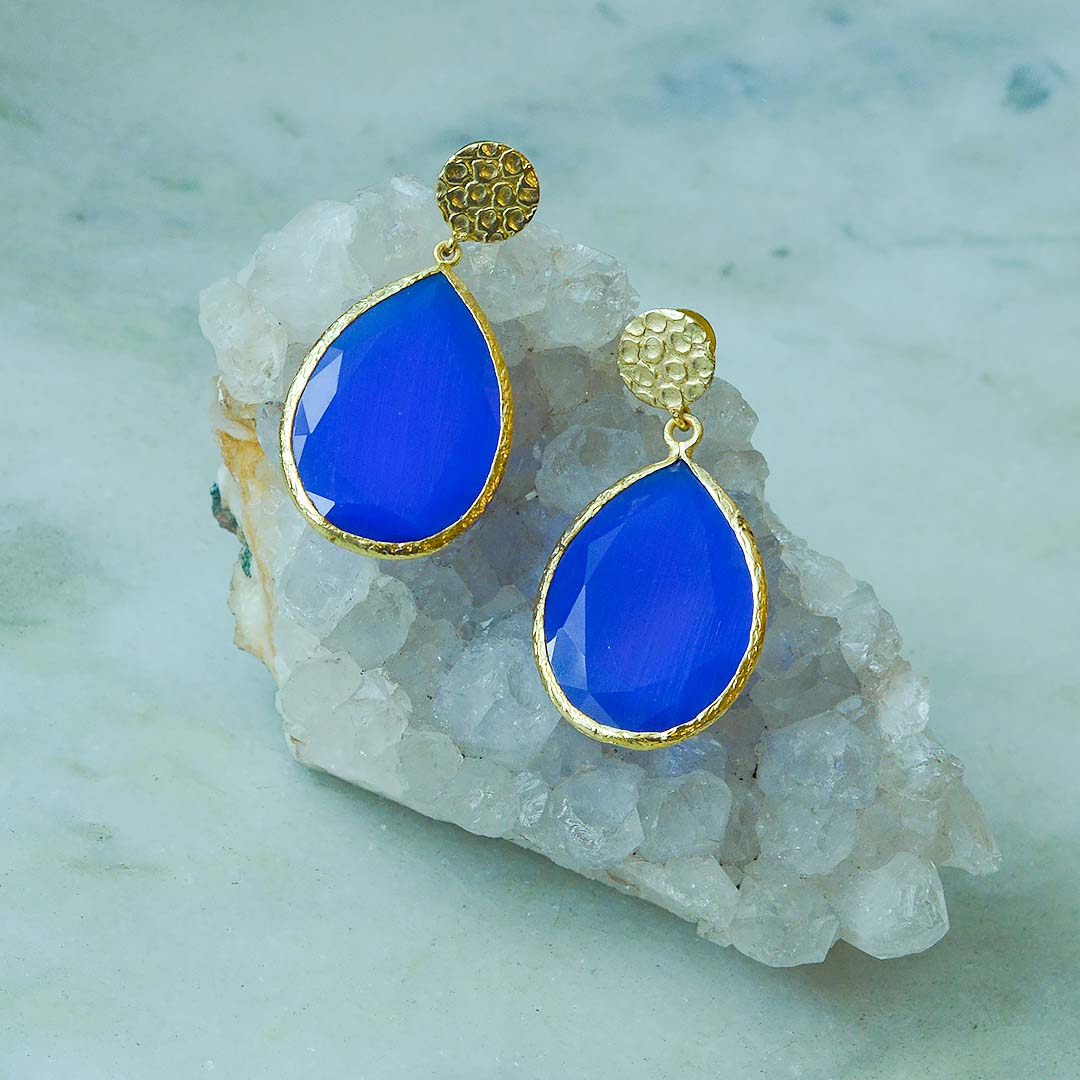 Royal Blue 18k Gold Plated Earrings