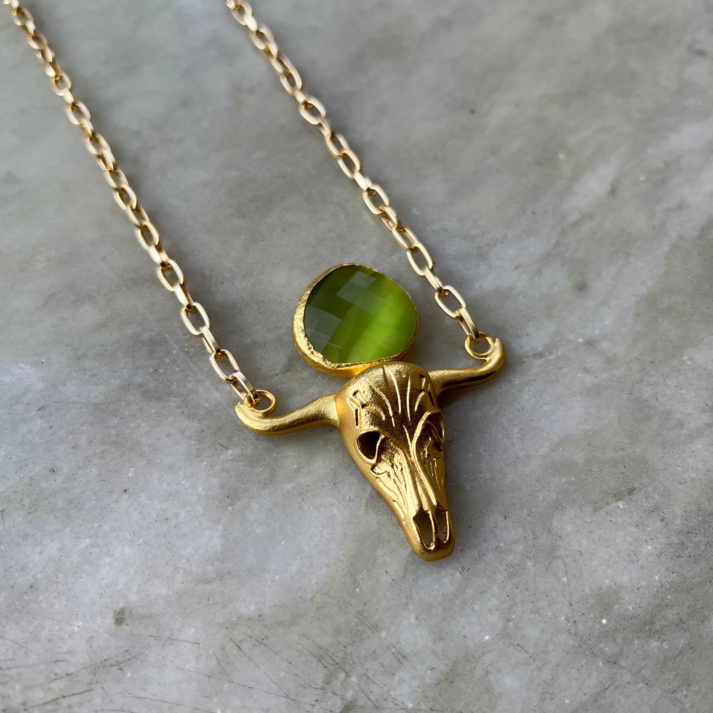 Bull Gold Plated Mens Necklace