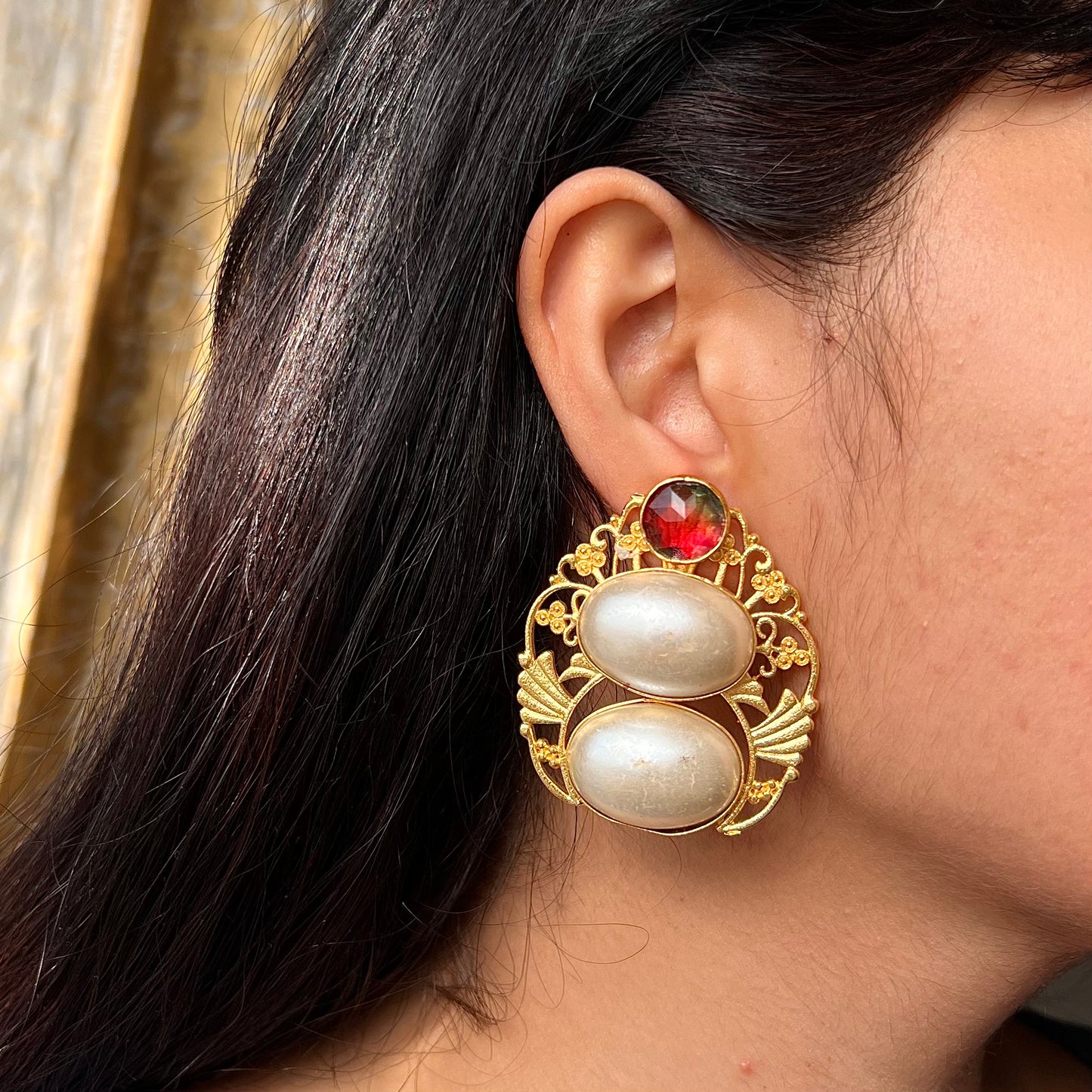 Baroque Pearl Gold Plated Earrings