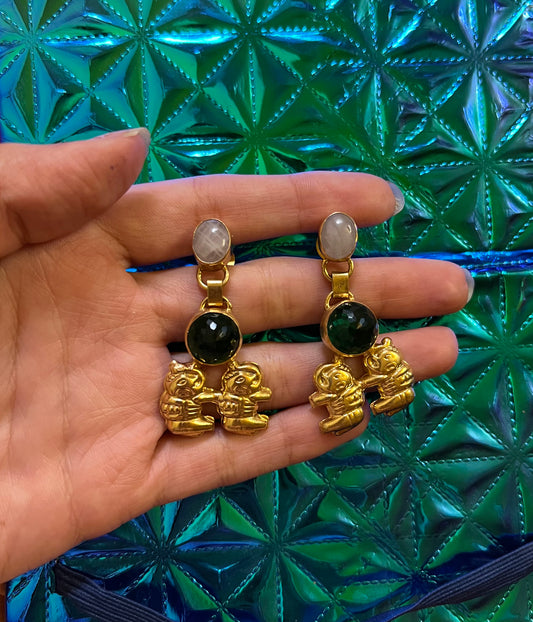 Elephant Crystal Gold Plated Earrings