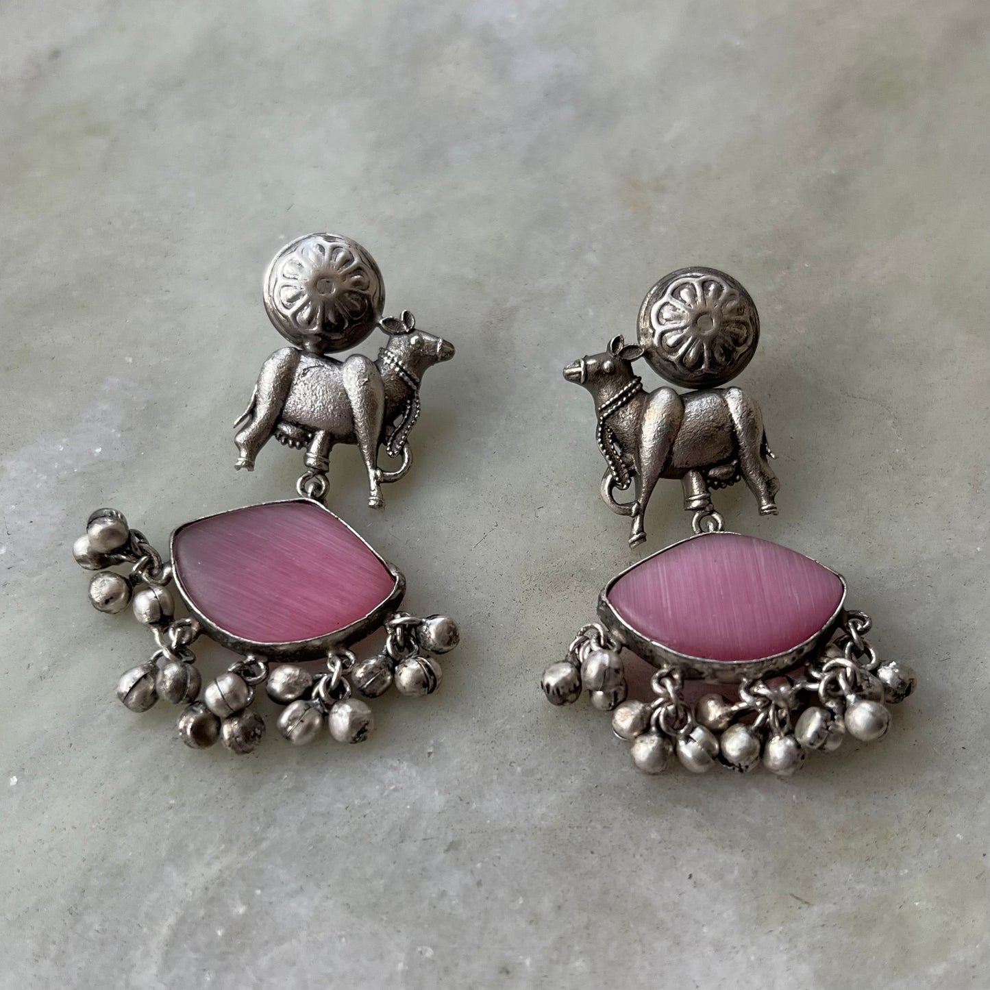 Khore Bel Silver Plated Gungaroo Earrings Pink