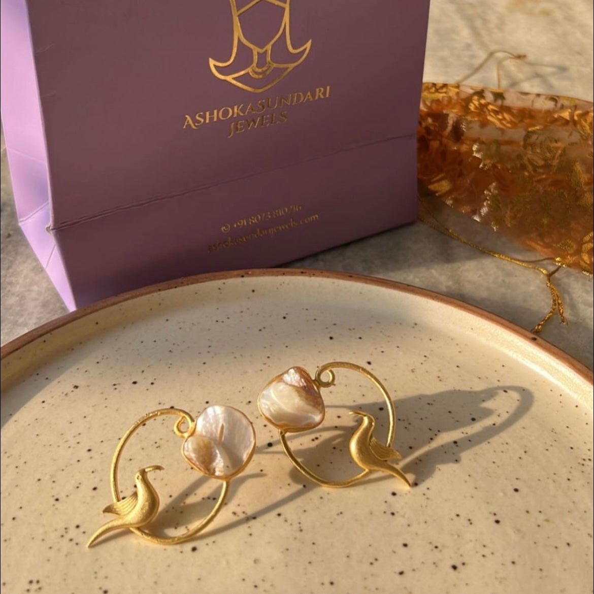 Buy Gold Plated Mother Of Pearl Curlicue Handmade Floral Stone Statement  Studs by Varnika Arora Online at Aza Fashions.