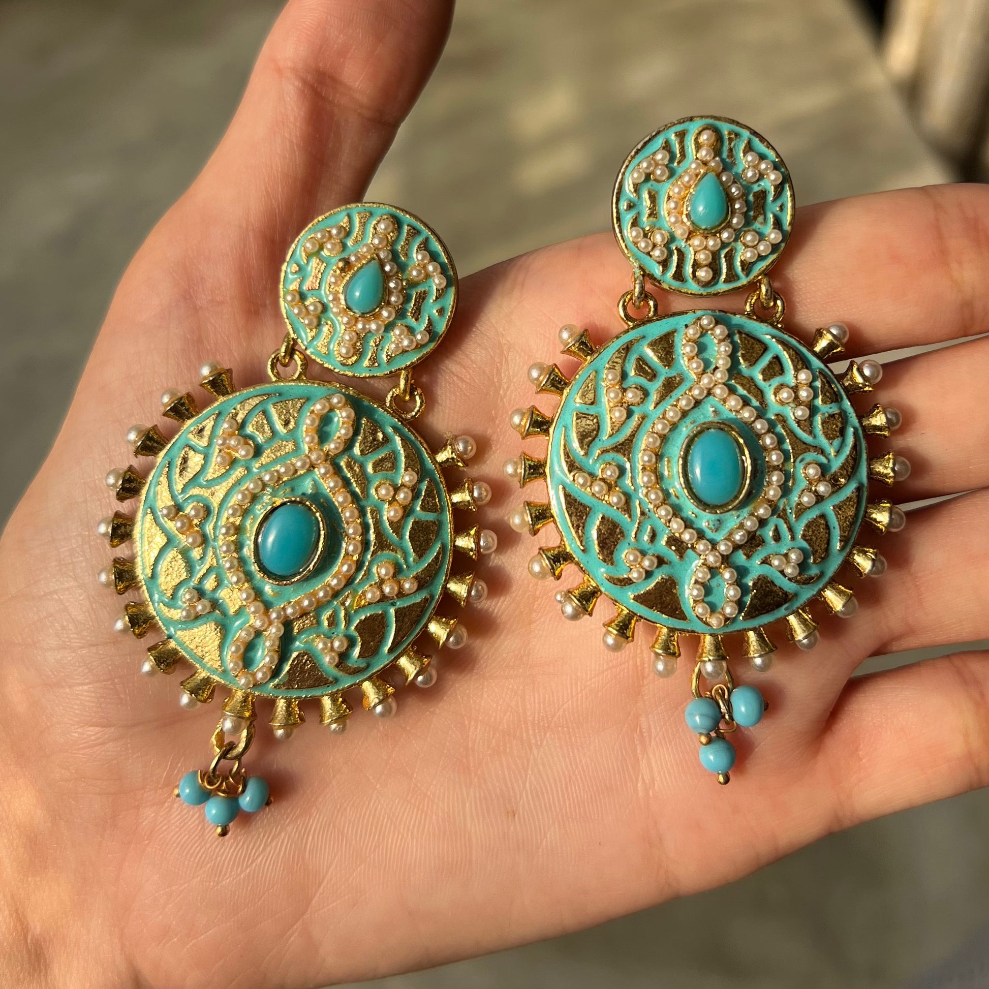 Blue ethnic earrings discount