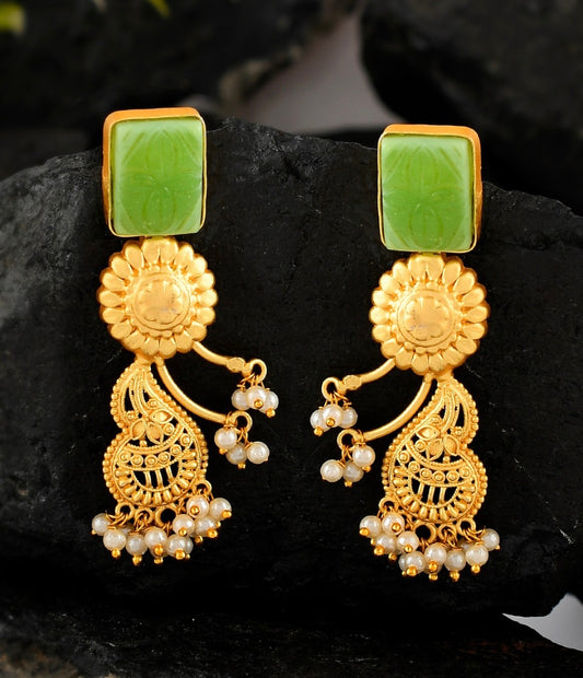 Sundari Brass Earrings Green