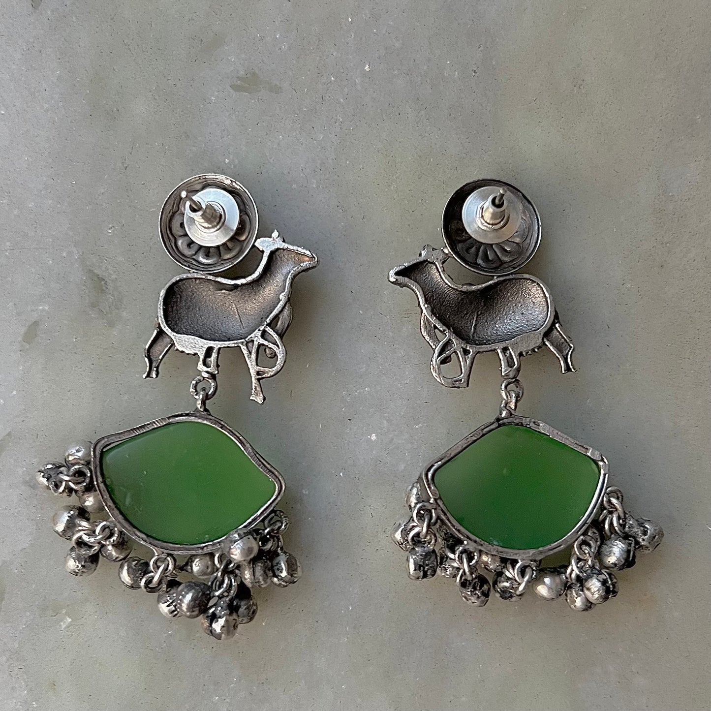 Khore Bel Silver Plated Gungaroo Earrings Light Green