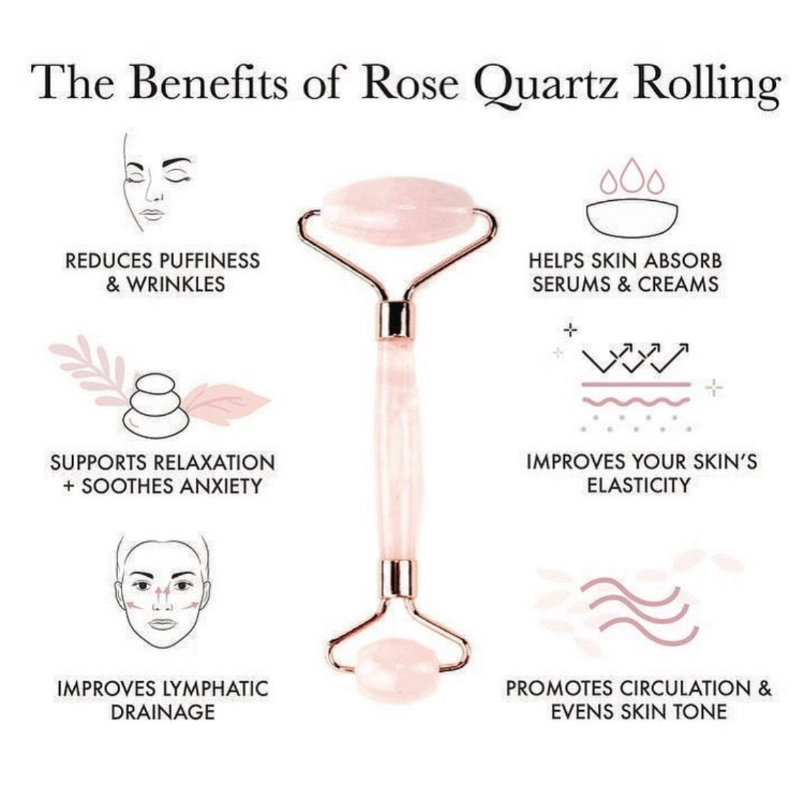 Rose Quartz Crystal Roller for Facial Massage