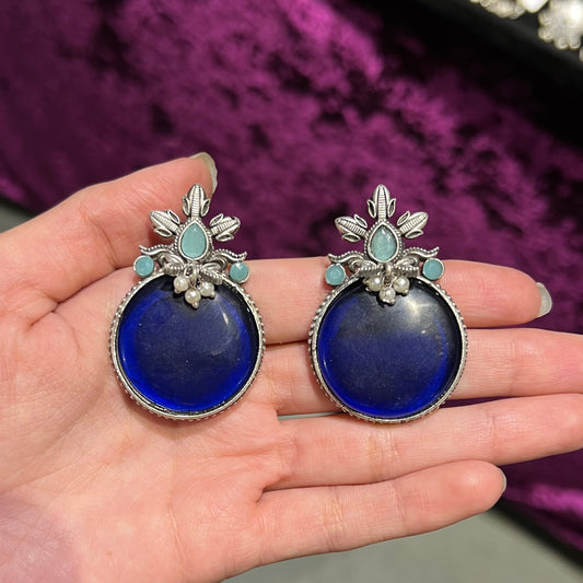 Victorian Deep Blue Stud Earrings